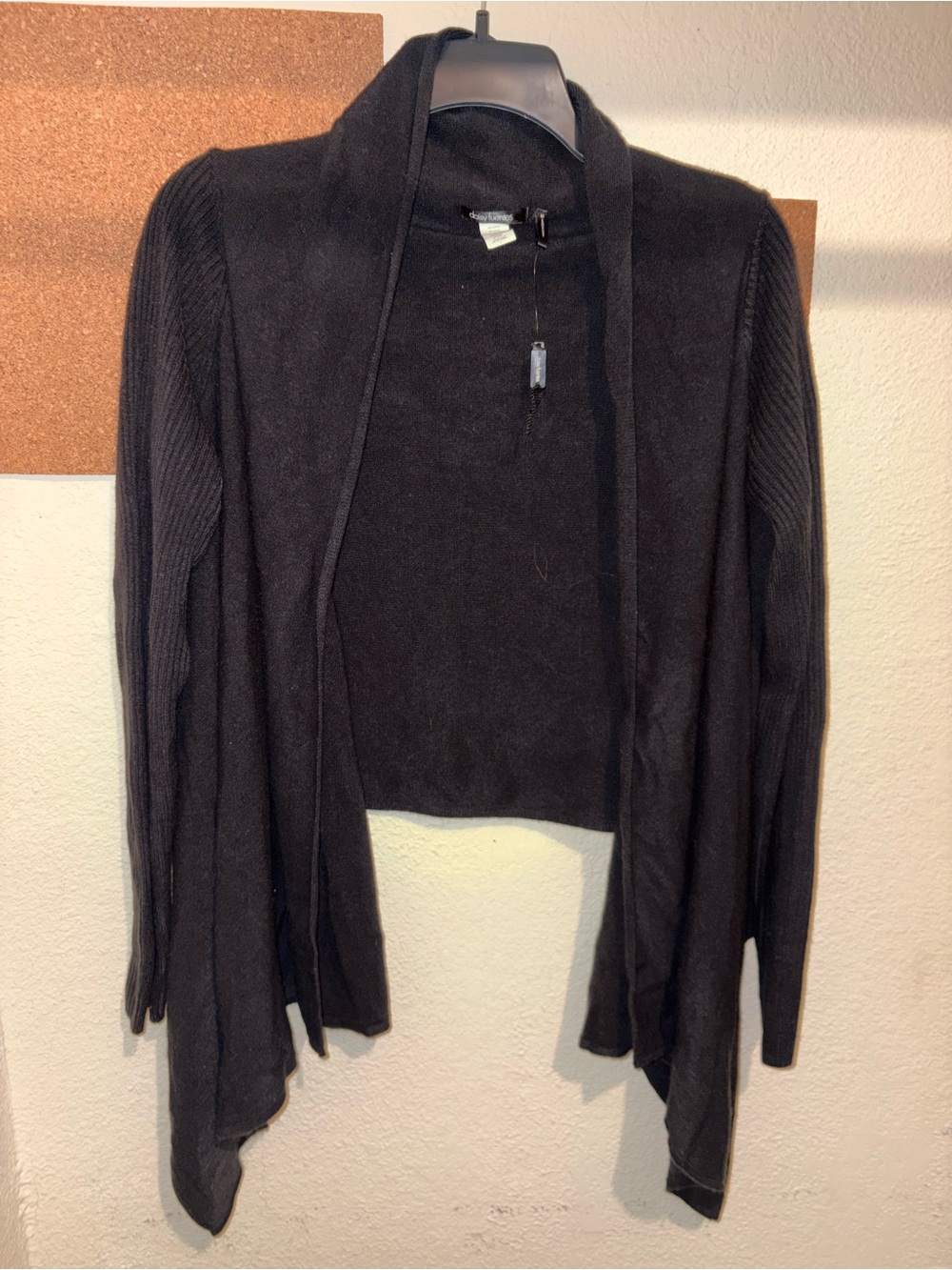 Daisy Fuentes Black Draped Open-Front Cardigan